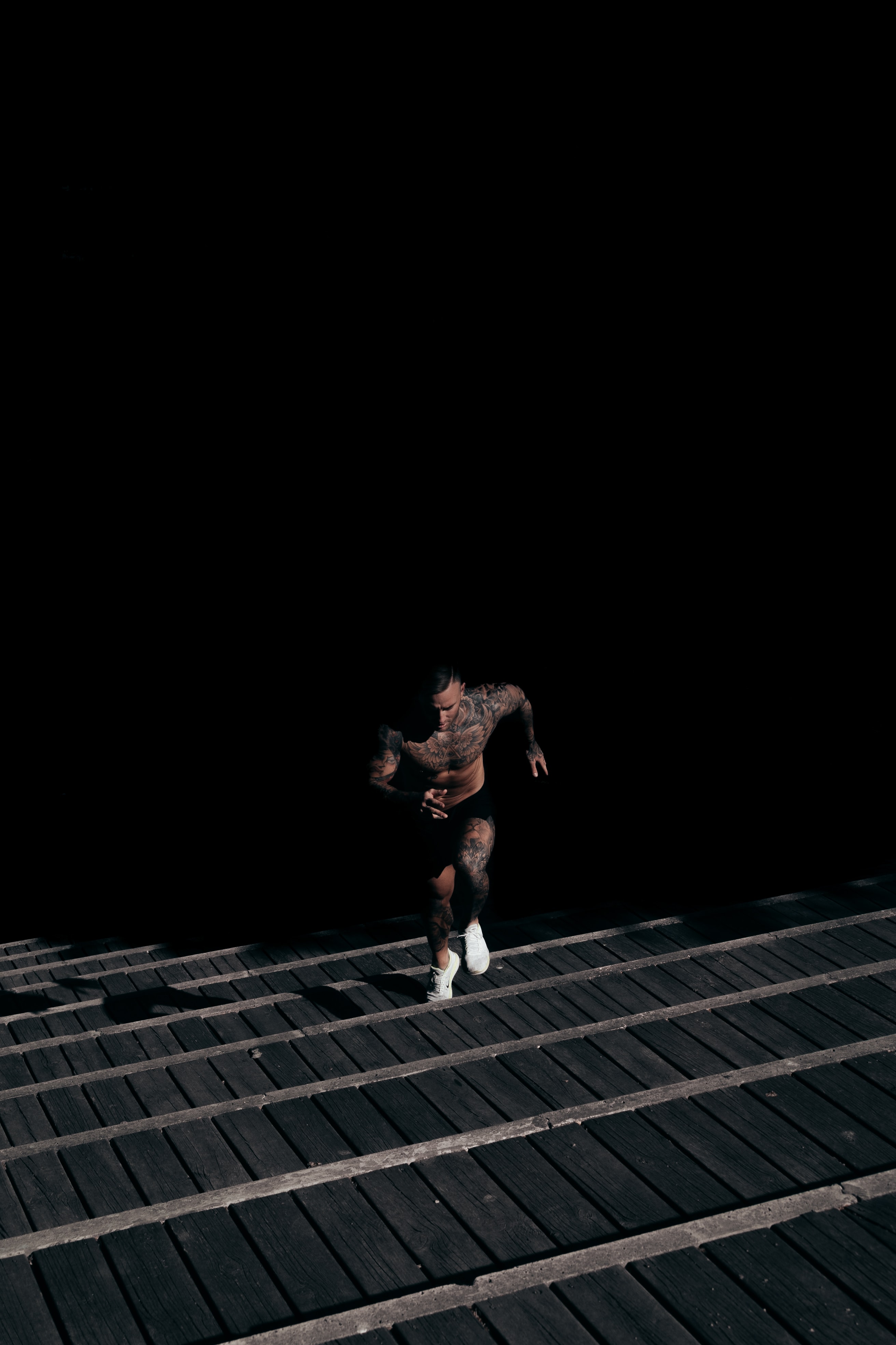 man running in the dark