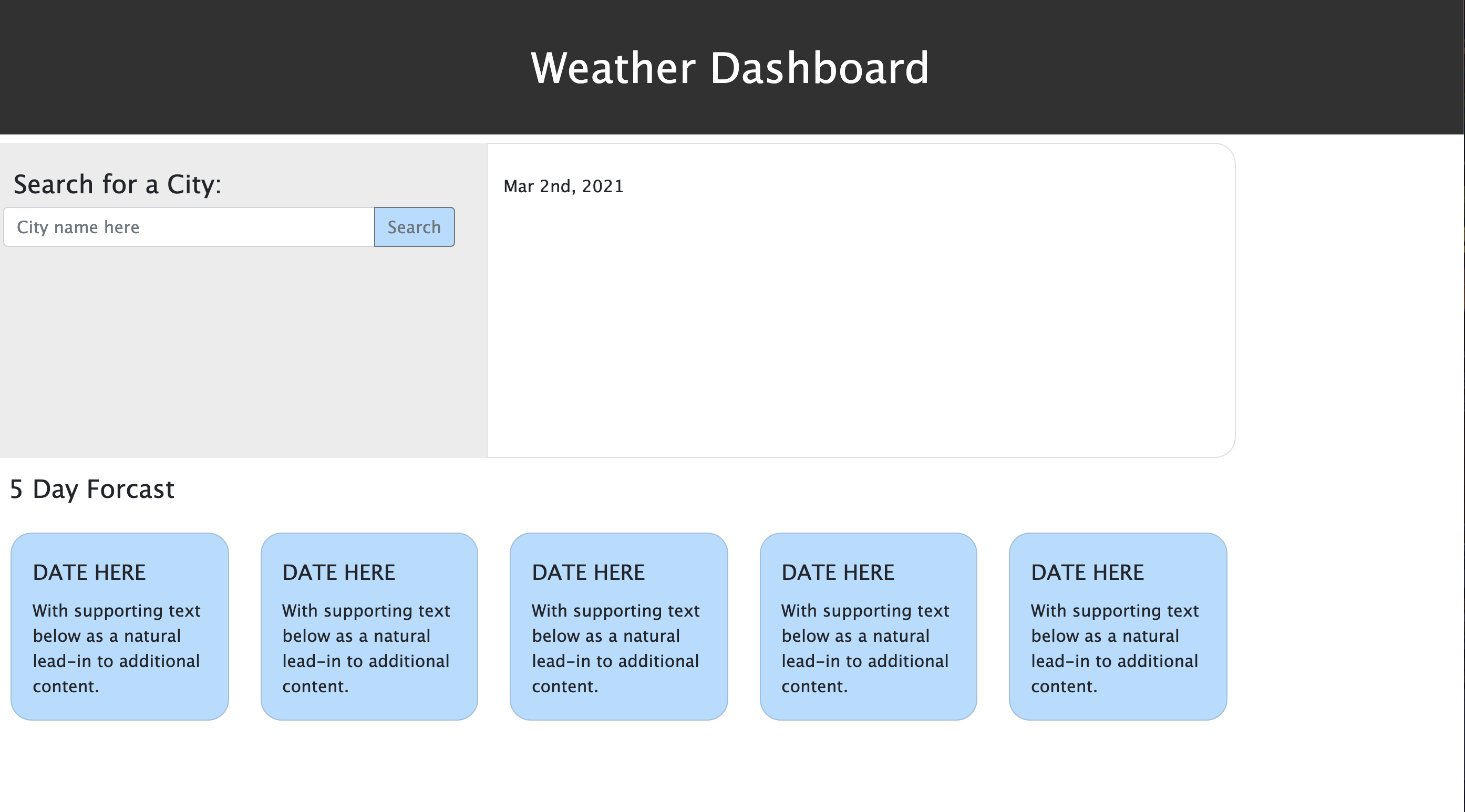 weather dashboard website